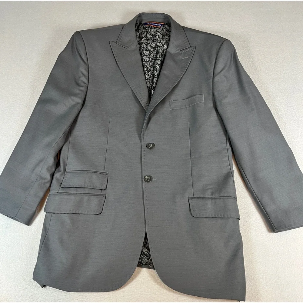 Luciano Carreli Blazer Mens 40R Grey Good Lanificio Delfino Super 150s Wool